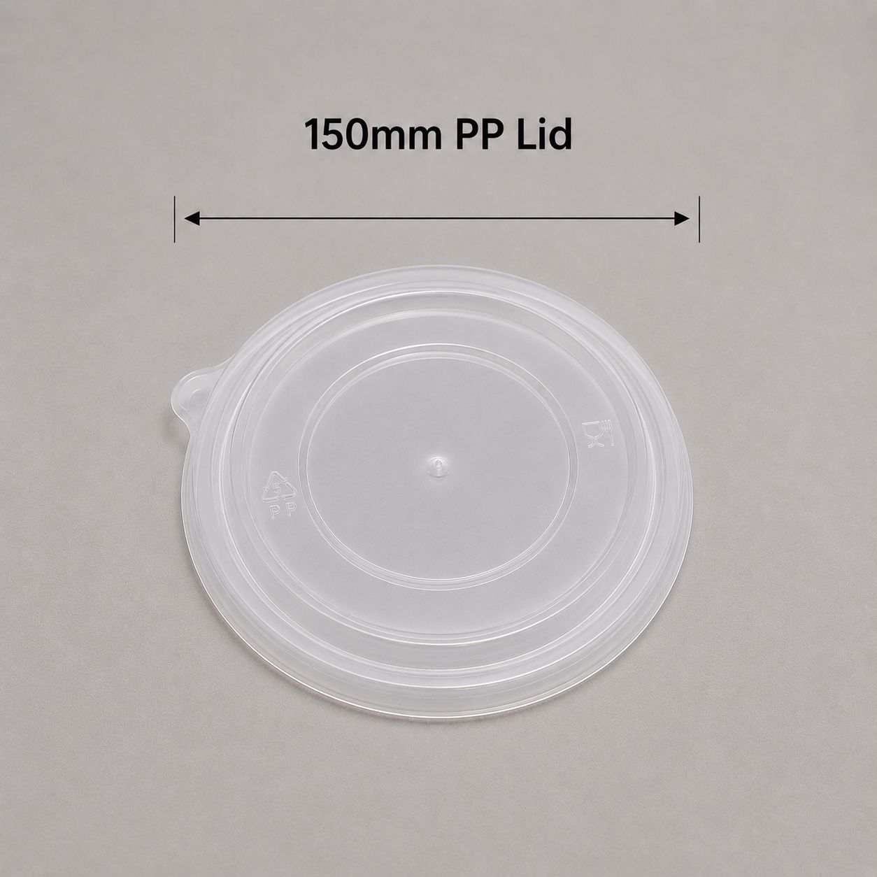 150mm clear PP lid for round kraft food containers