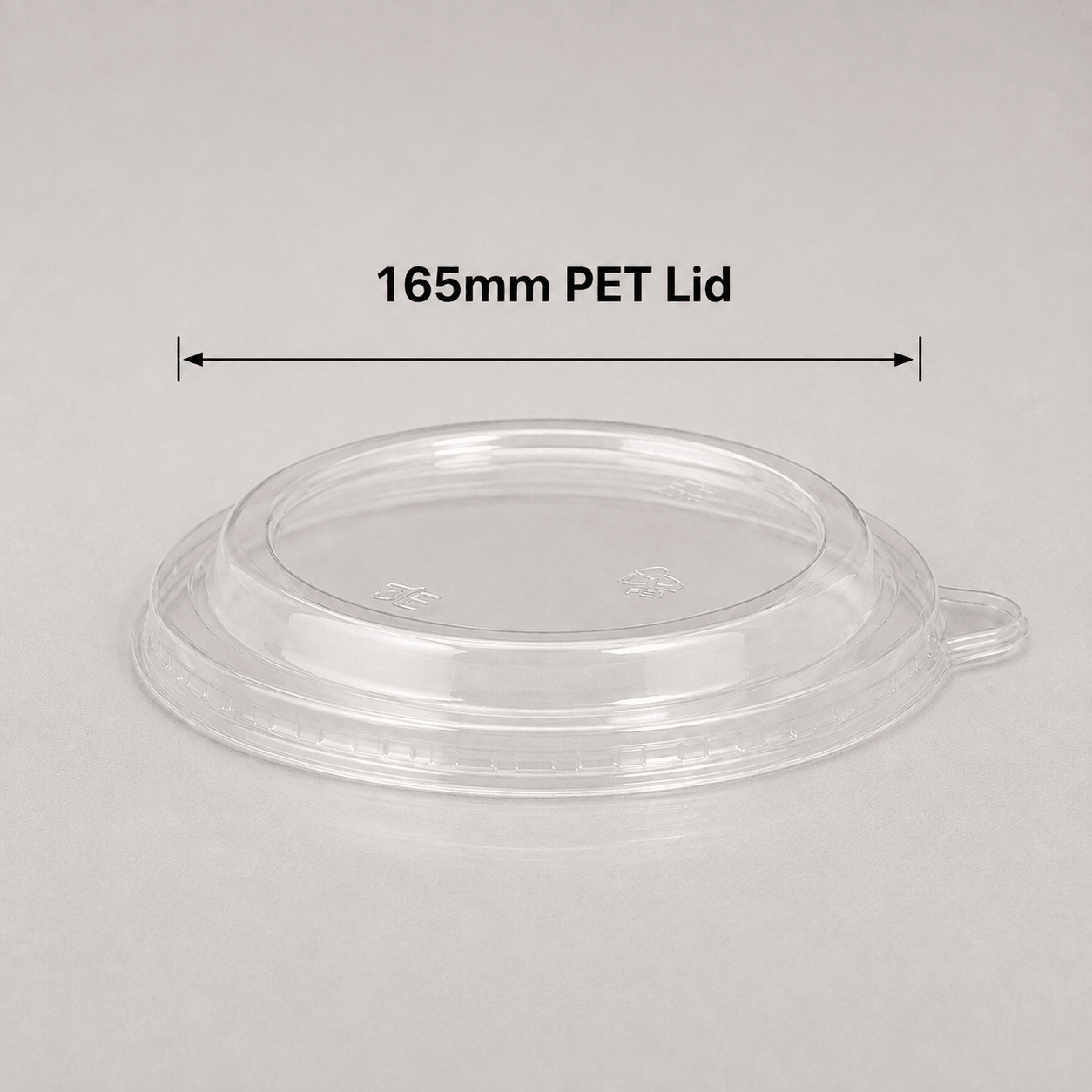 Clear 165mm PET lid for compatible round kraft food bowls