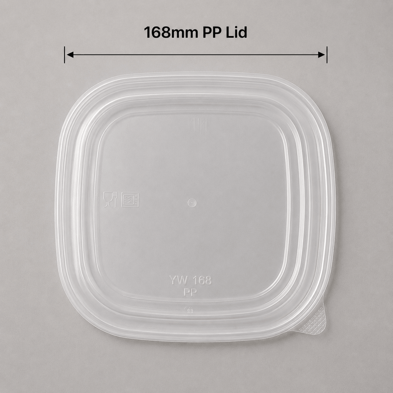 Clear 168mm PP lid for 1000ml square kraft food container