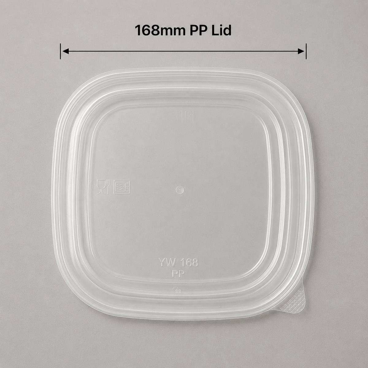 Clear 168mm PP lid for 1000ml square kraft food container