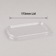 Clear 173mm PP lid for compatible rectangular kraft food containers
