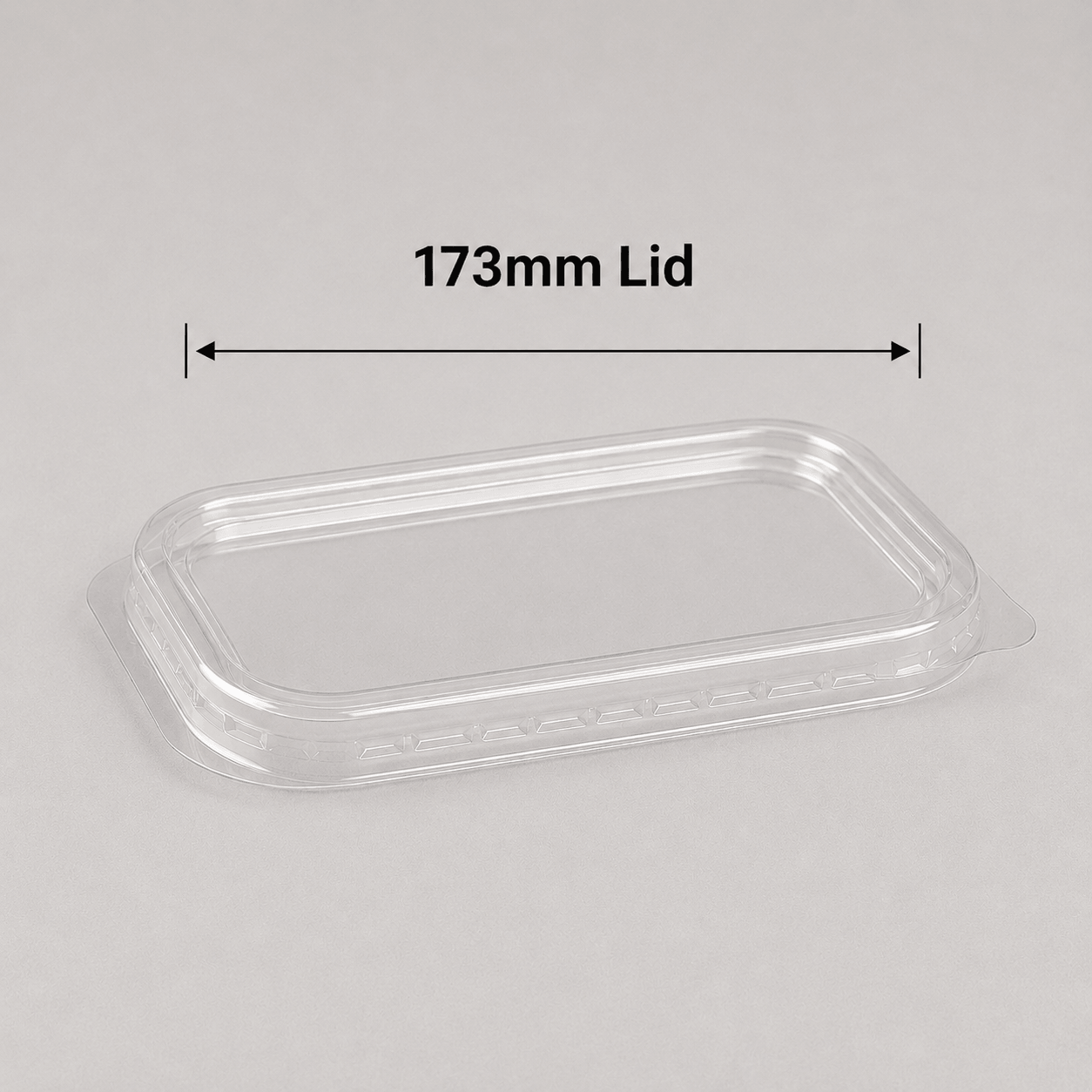 Clear 173mm PP lid for compatible rectangular kraft food containers