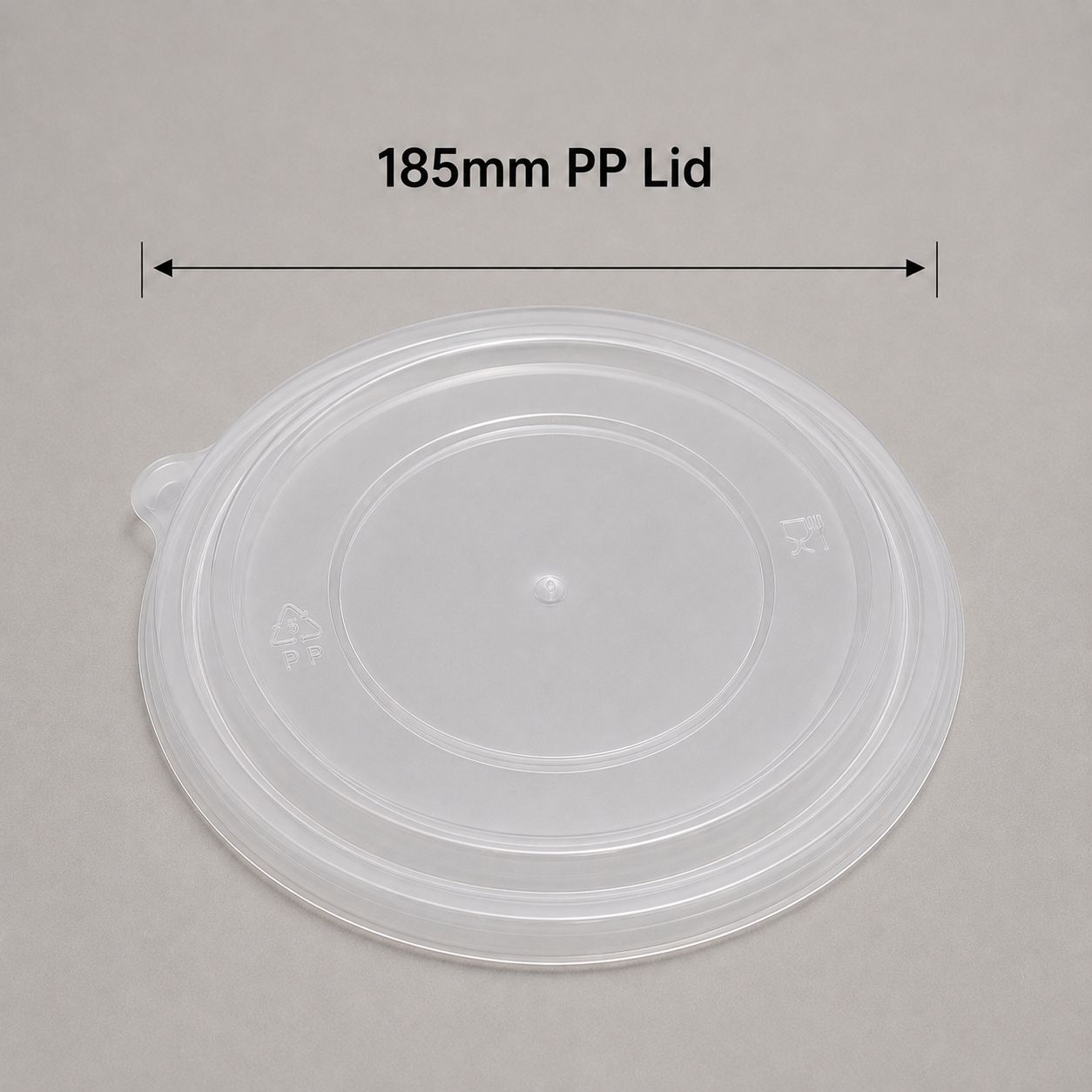 185mm clear PP lid for round kraft food containers