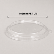 Clear 185mm PET lid for compatible round kraft food bowls