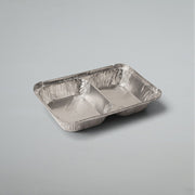 2 Compartment Aluminum Foil Containers + Lids (Pack of 200)