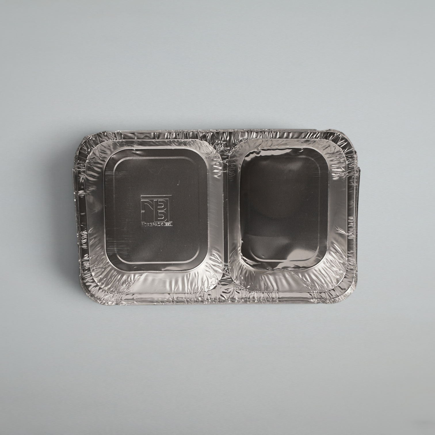 2 Compartment Aluminum Foil Containers + Lids (Pack of 200)
