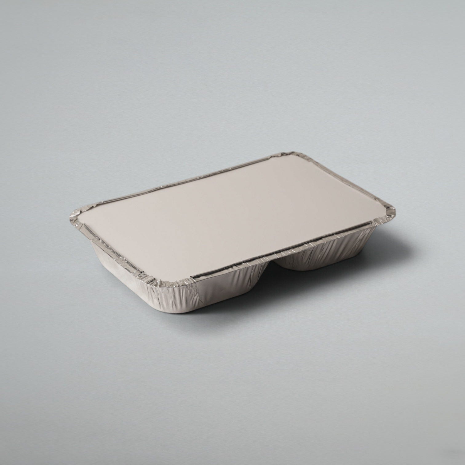 2 Compartment Aluminum Foil Containers + Lids (Pack of 200)