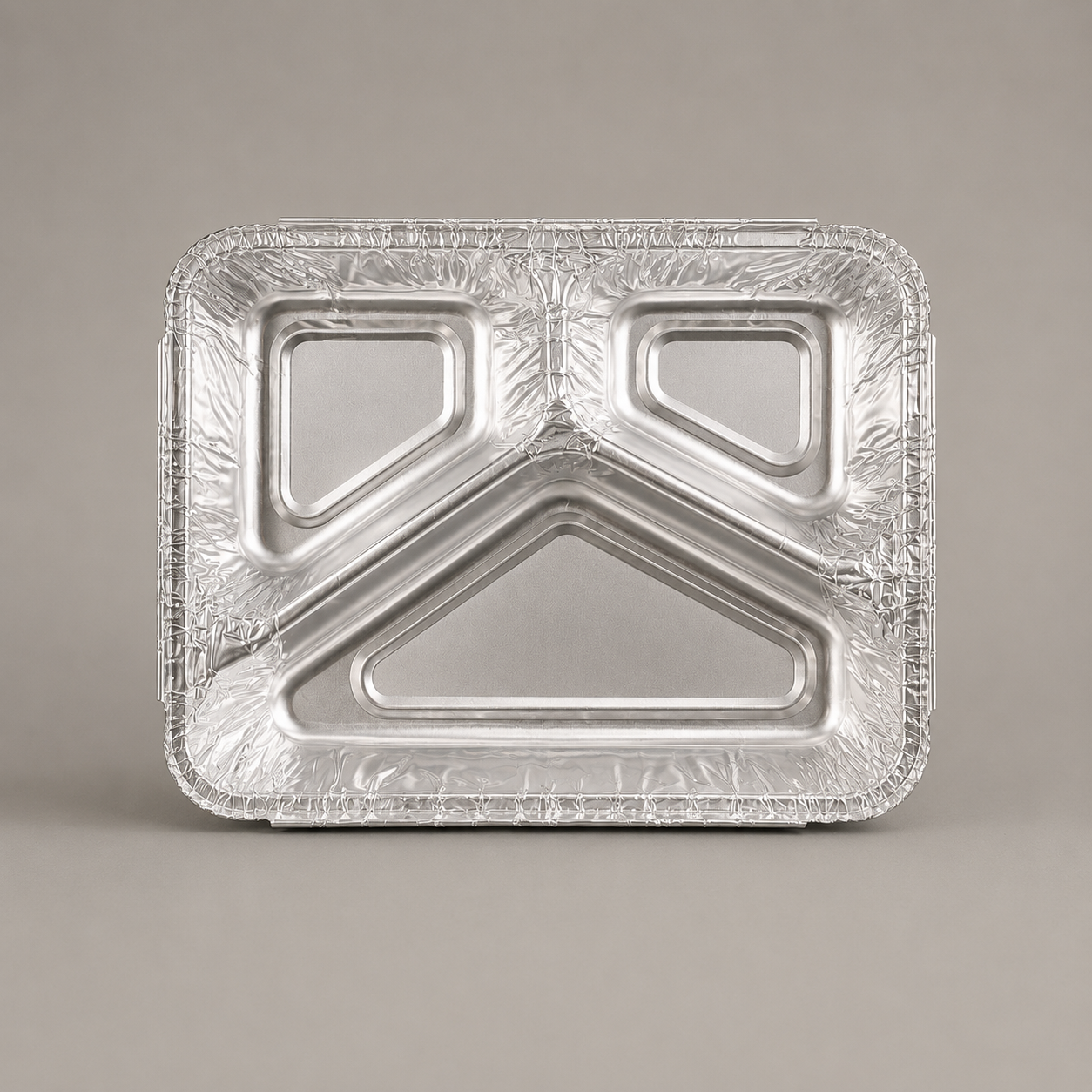 3 compartment aluminium tray, detail view