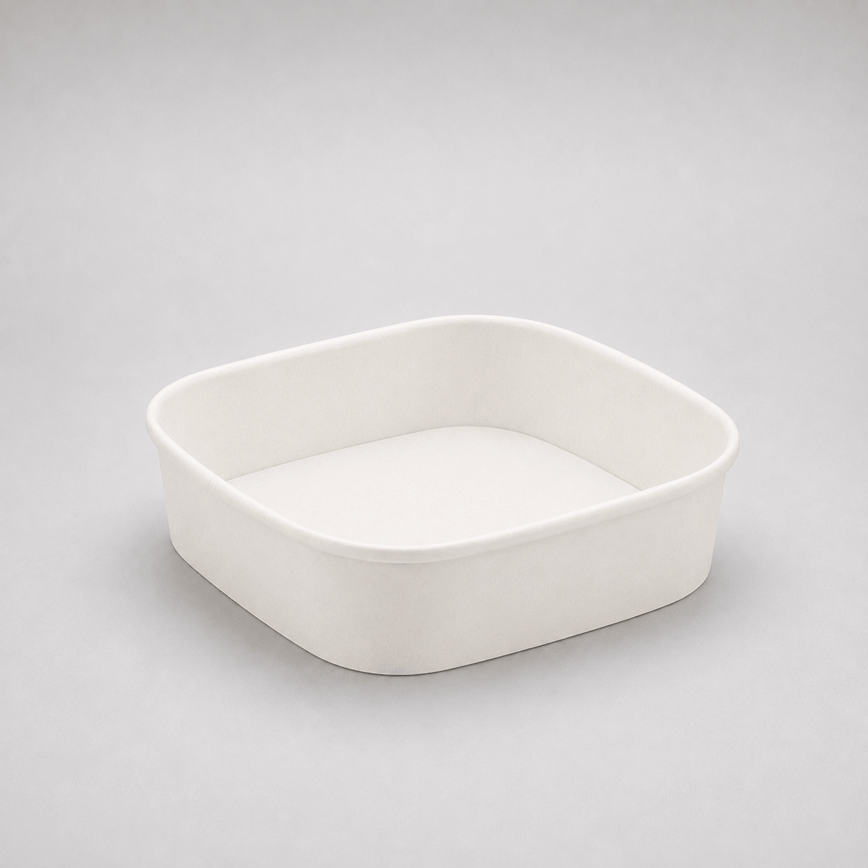 750ml square white kraft food container with rounded corners
