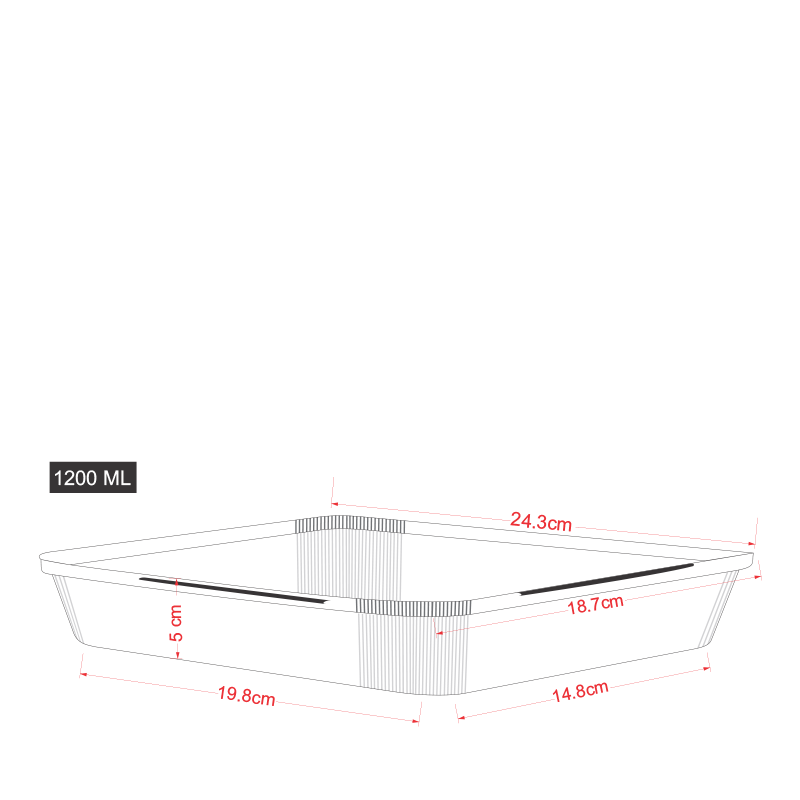 7x9 inch aluminium container, open view