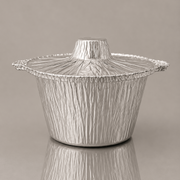 Round aluminium pot with lid