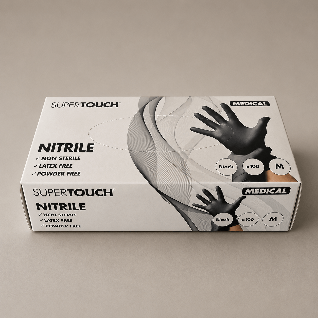 Black disposable gloves, medium and large