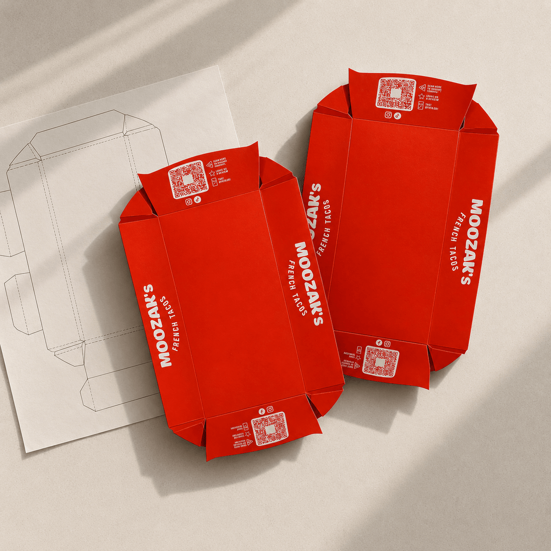 Custom Moozak’s food packaging designs showcasing Box2Pack’s free bespoke packaging design service.