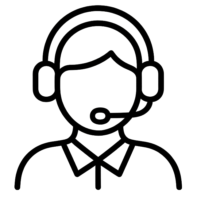 Customer support headset operator icon in minimalist black line style.