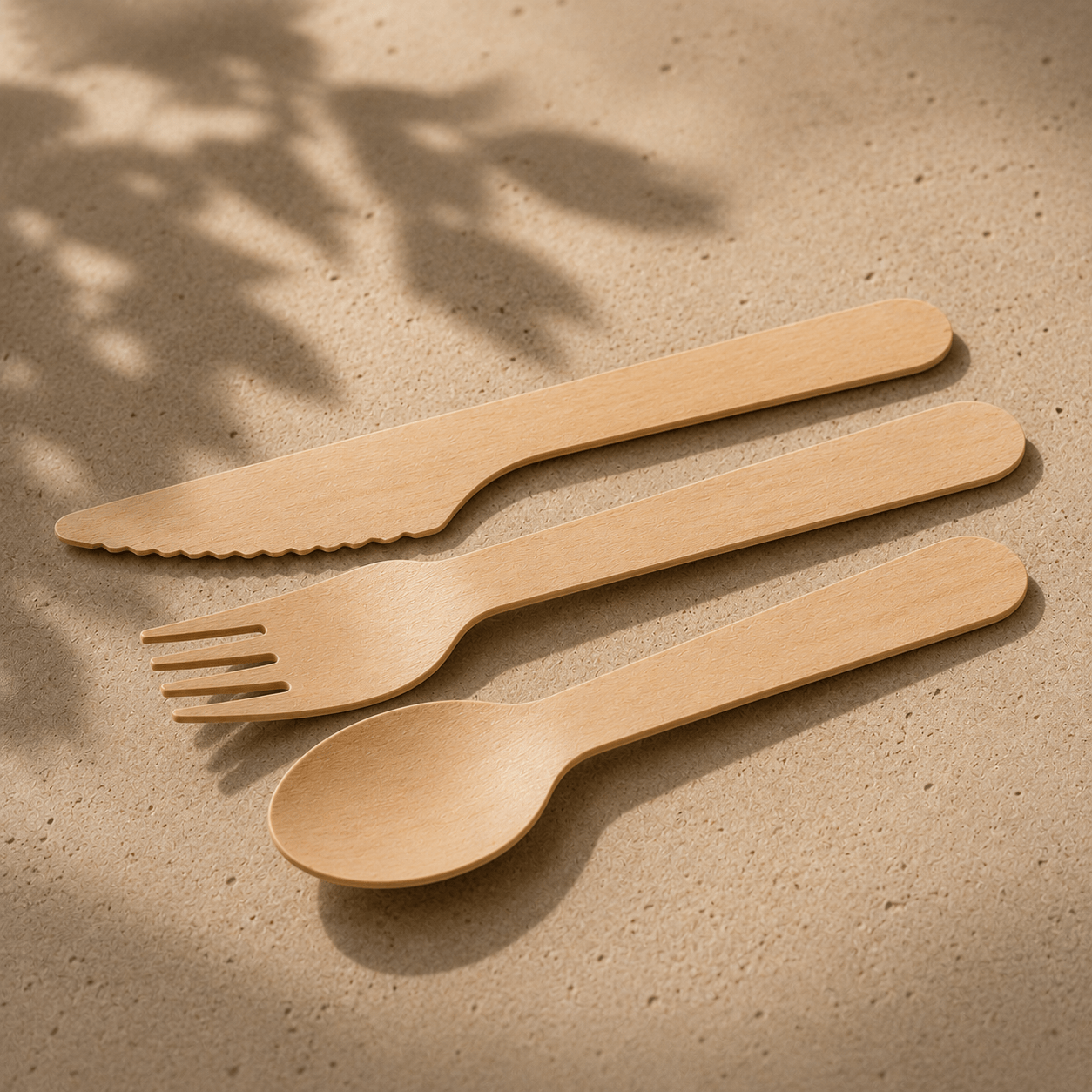 Wooden cutlery set of four