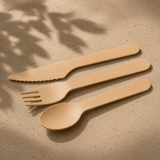 Wooden cutlery set of four