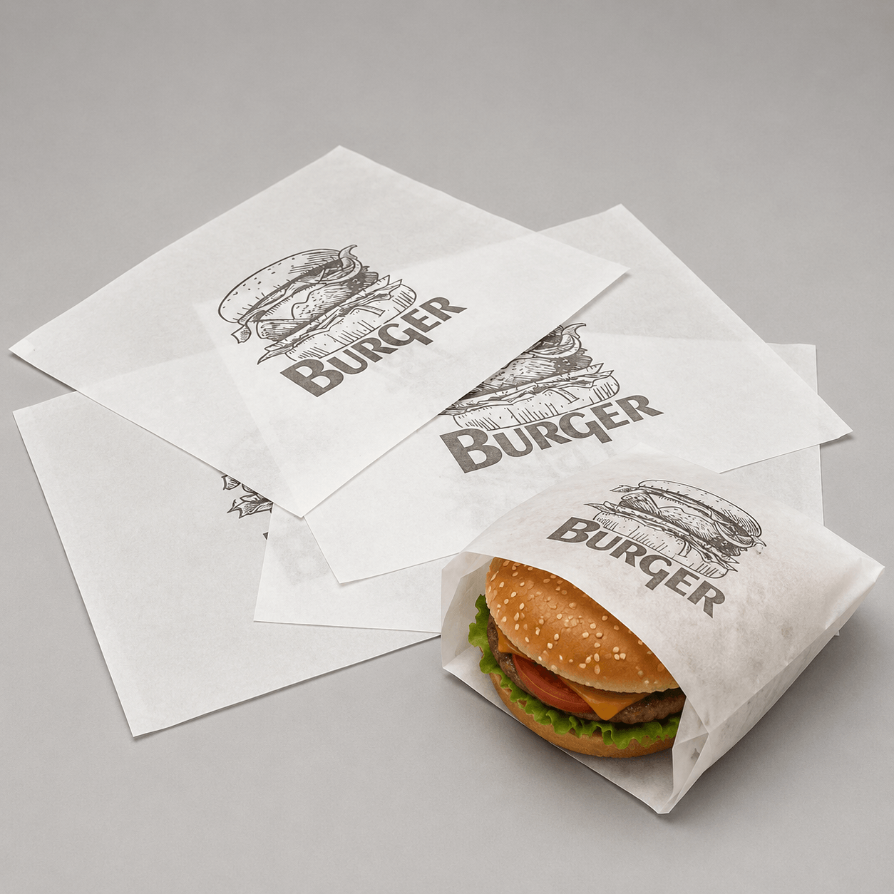 White greaseproof burger cover