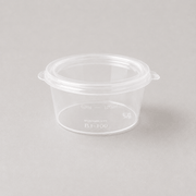 Hinged round sauce containers, 1oz and 2oz