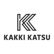 Kakki Katsu restaurant logo featuring a bold black geometric K symbol with minimalist typography.