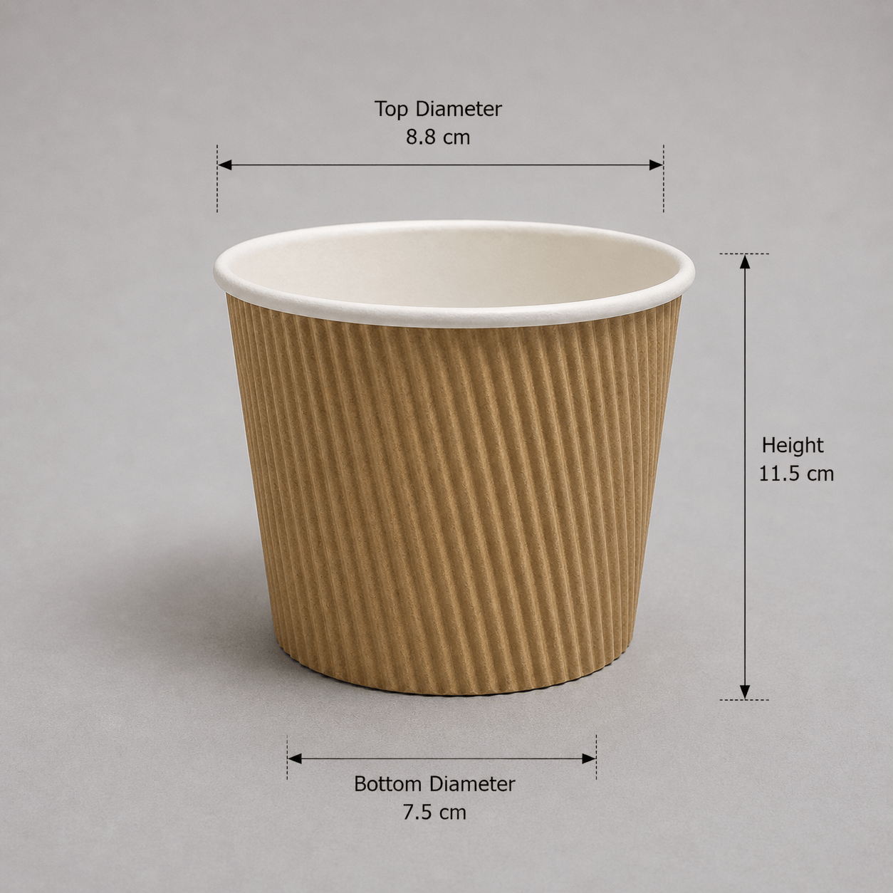 17oz and 19oz kraft ripple cups, detail view