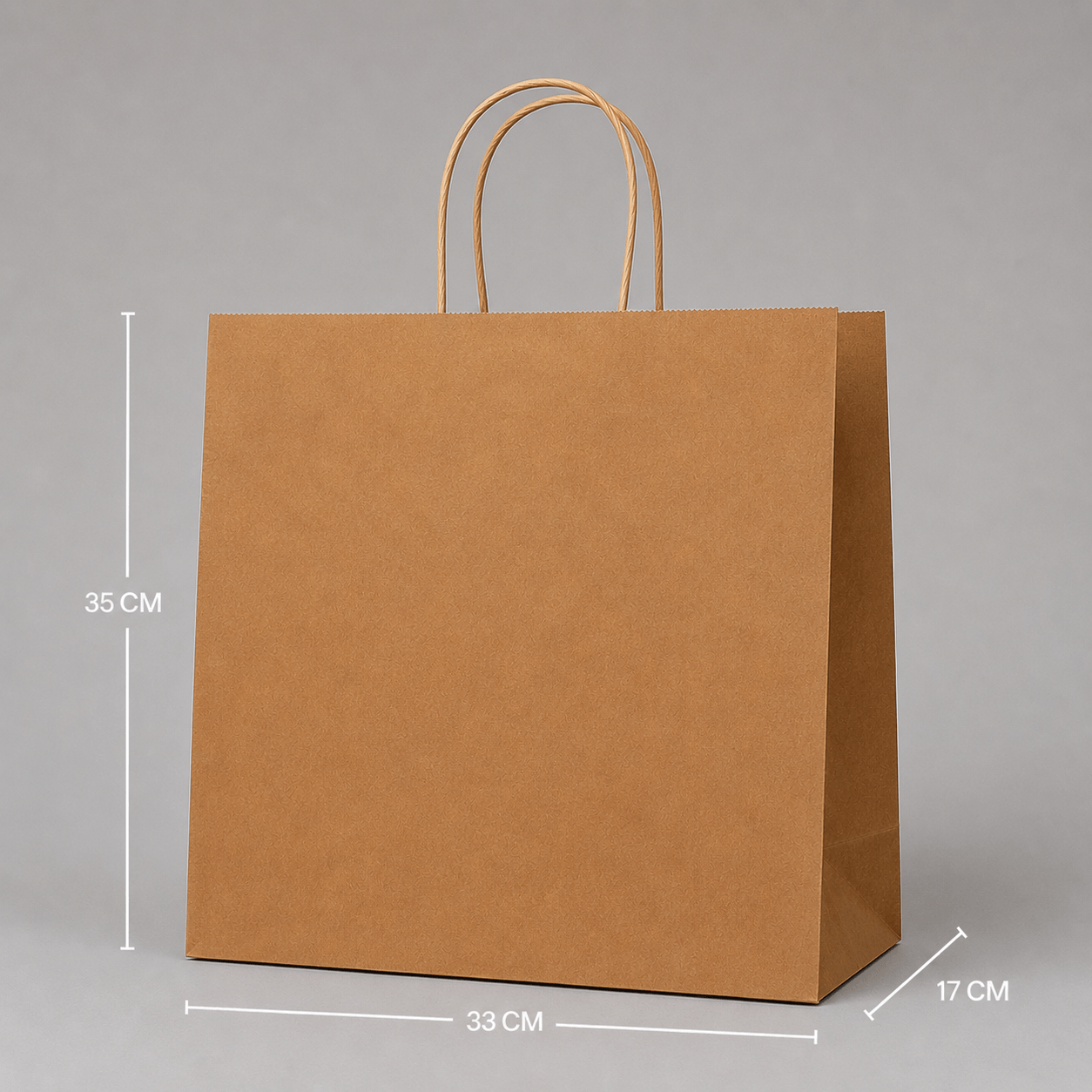 Large kraft paper carrier bag with twisted handles, 33 x 35 x 17cm