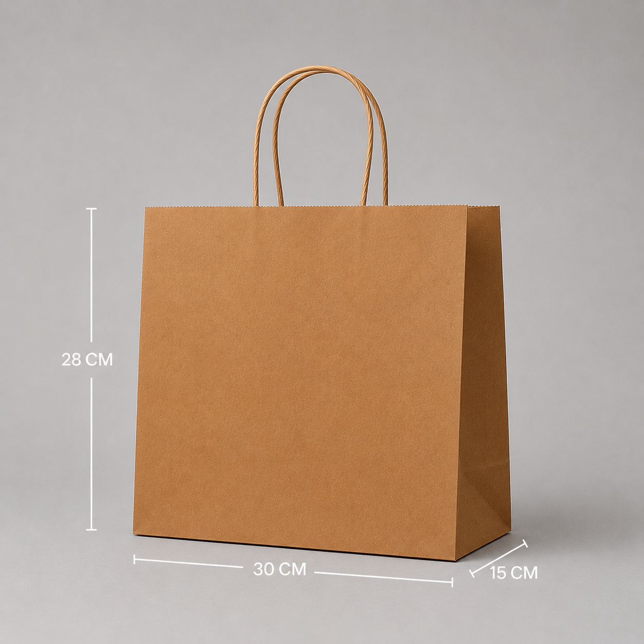 Medium kraft paper carrier bag with twisted handles, 30 x 28 x 15cm