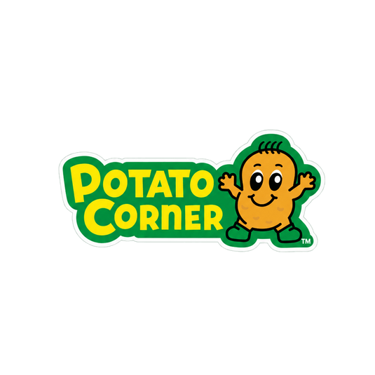 Potato Corner logo featuring bold green and yellow lettering alongside the brand’s smiling potato mascot.