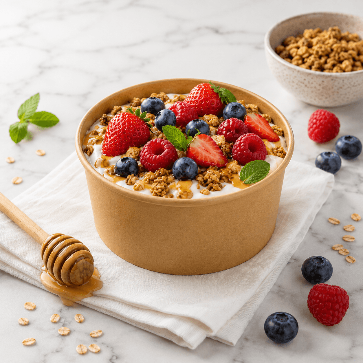 1500ml round kraft bowl in natural kraft