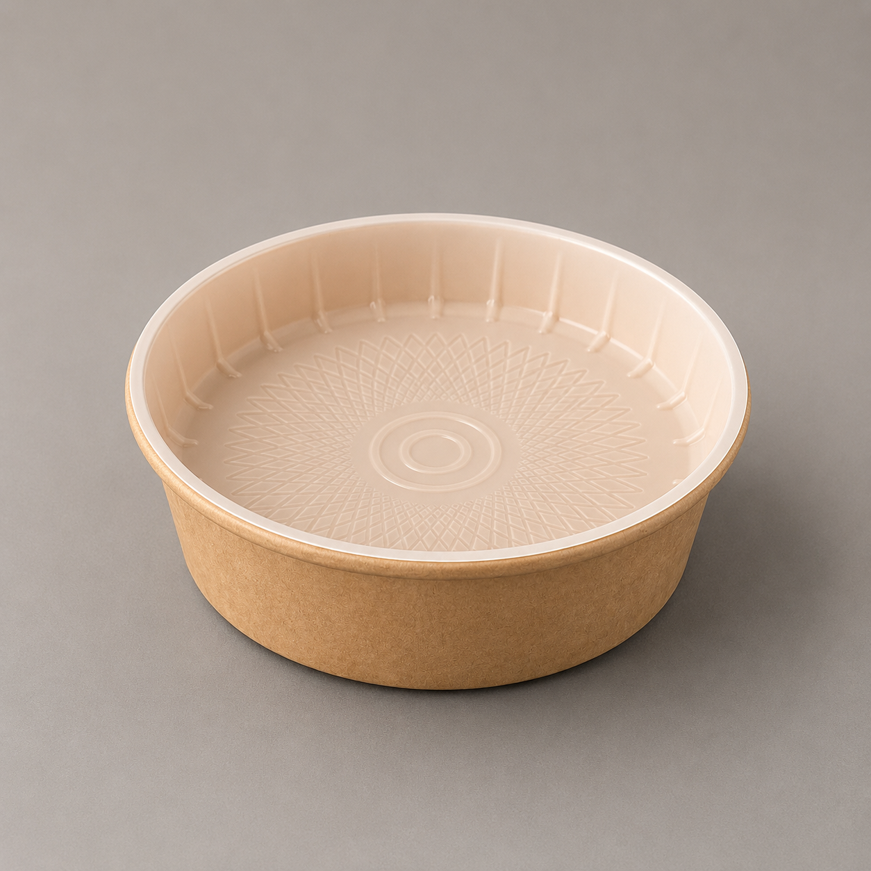 Kraft bowl divider in a round kraft bowl