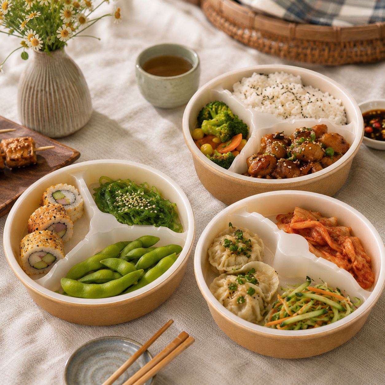 Kraft bowl divider, detail view