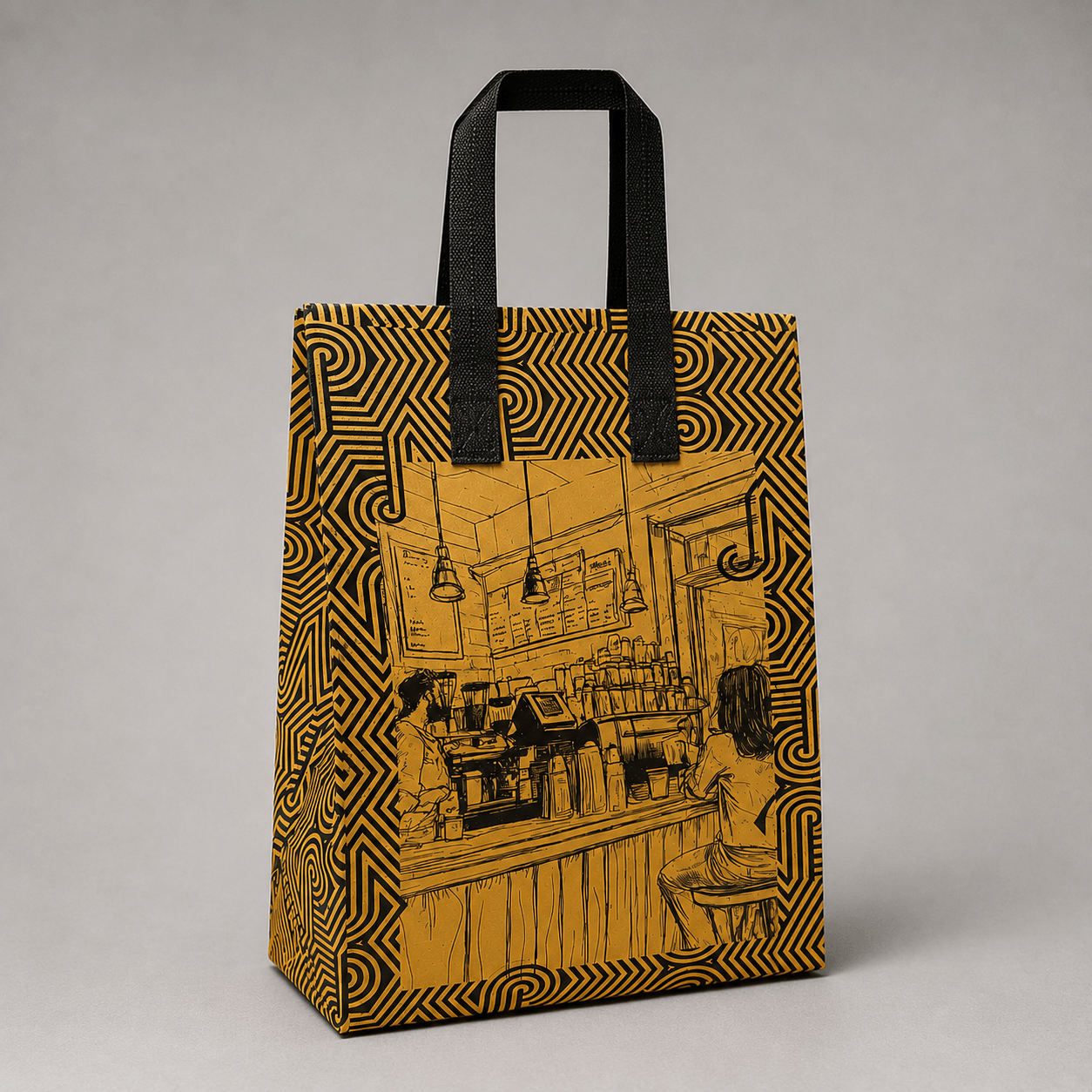 Small insulated food delivery bag with carry handles