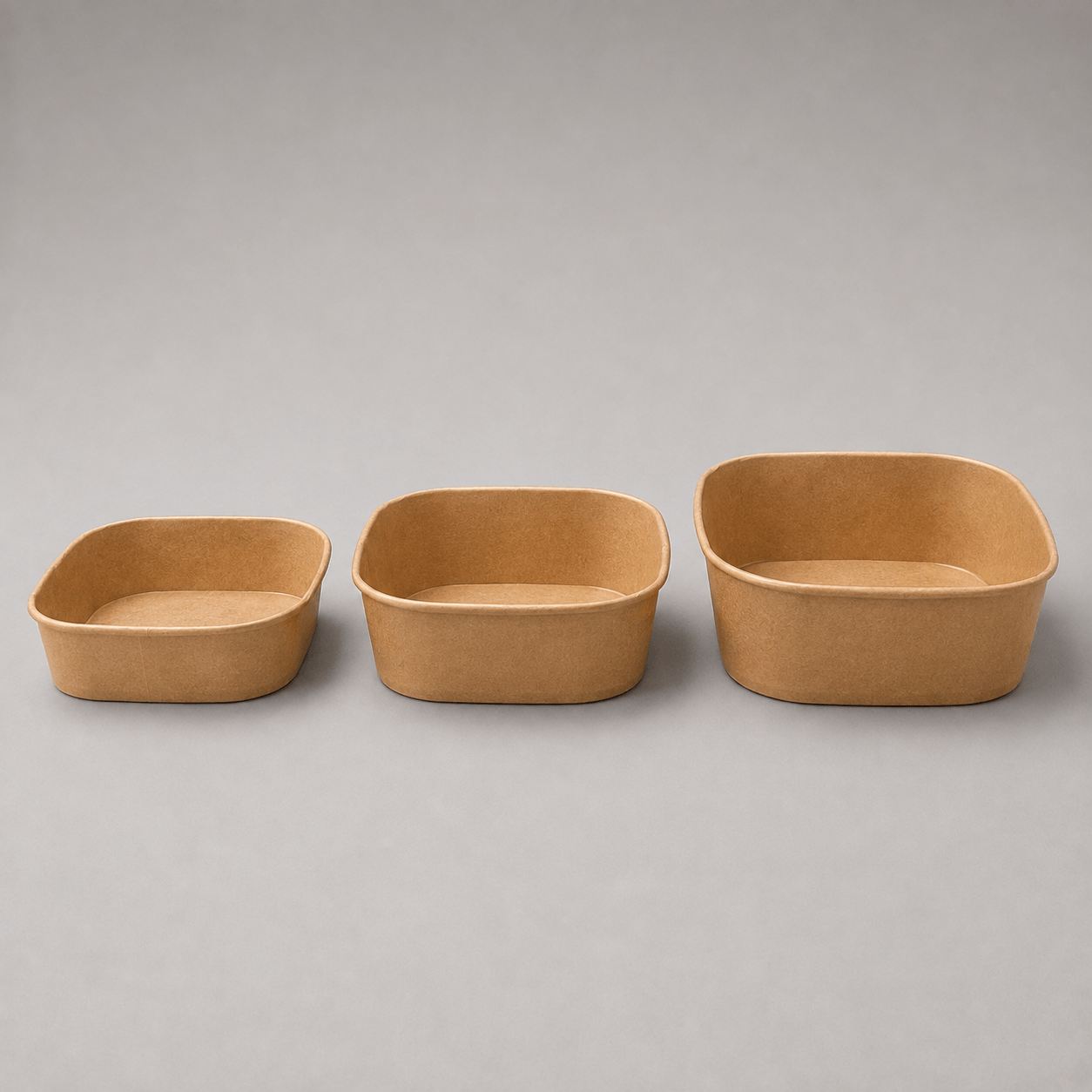 Square kraft food containers in 750ml, 1000ml and 1200ml sizes