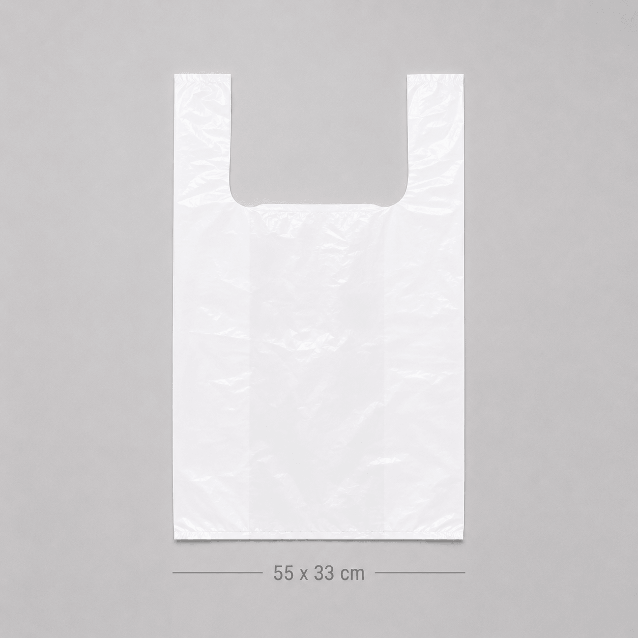 White plastic vest carrier bag, 55 x 24 cm