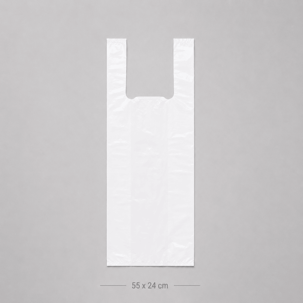 White plastic vest carrier bag, 55 x 33 cm