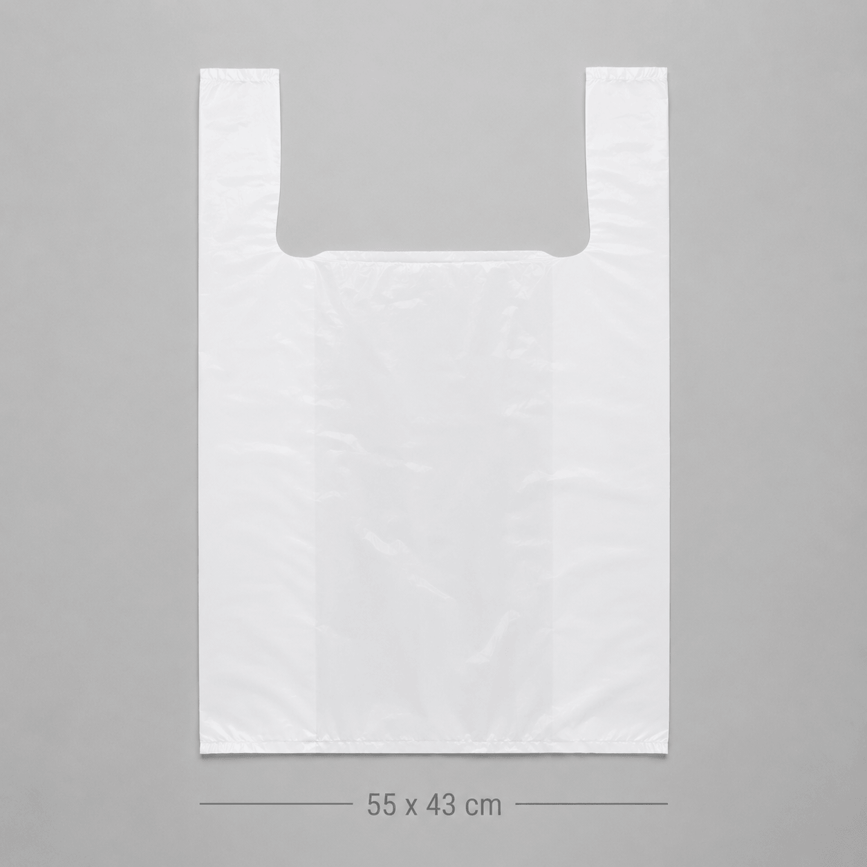 White plastic vest carrier bag, 55 x 43 cm
